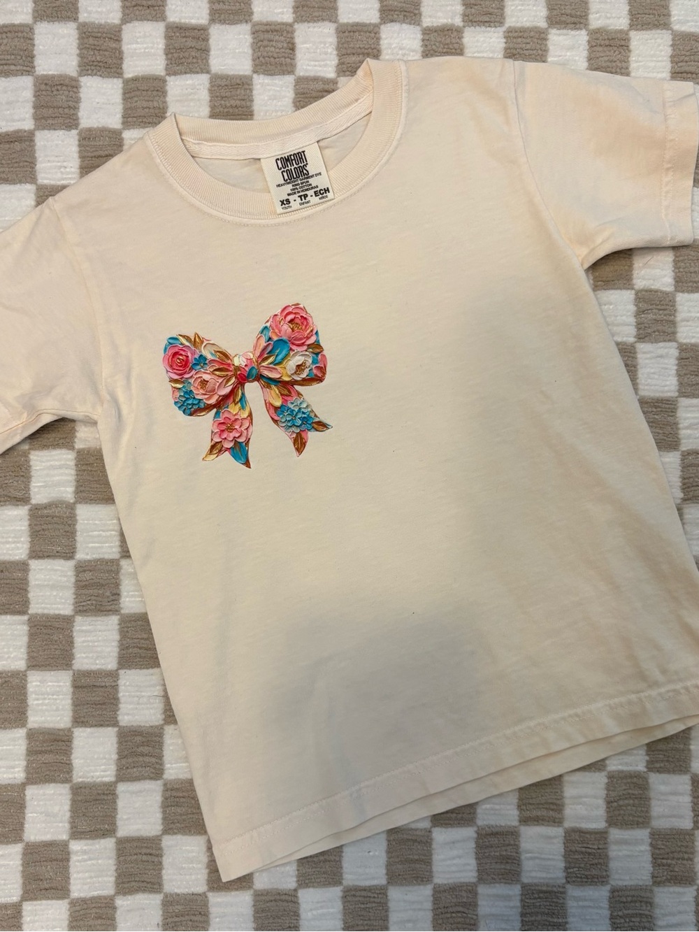 Kids Short-Sleeve Tee with Floral Bow Print